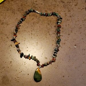 Green Jasper and quartz necklace